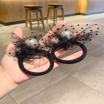 China New Scruchy Fashion Elegant Charming Pearl With Pearl Black Mesh Girls Hair Tie Accessories for sale