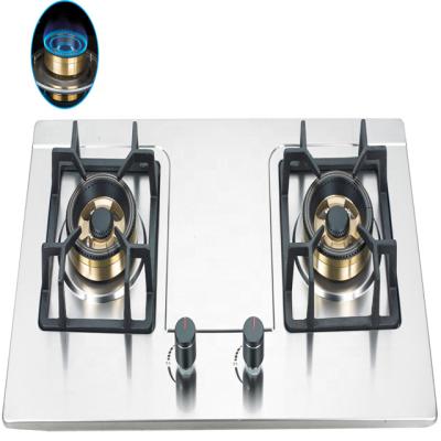 China Hotel new design cheap price stainless steel 2 burner gas hob/cooktop/cooker/stove for sale