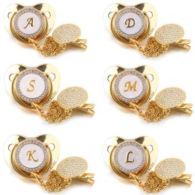 China BPA free new letter luxury diamond bling pacifier with baby fruit chain pacifier for sale