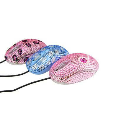 China Human Ergonomic Custom Manufacturer Crystal Rhinestone Wired Computer Bling Wireless Mouse for sale