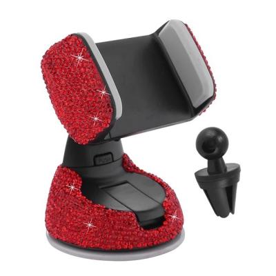 China Diamond Bling Universal Car Vent Adjustable Luxury Rhinestone Bling Bracket Phone Holder Stand for sale