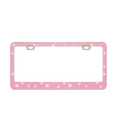 China Car Decoration Bling License Plate Frames Glitter Diamond Rhinestone Car License Plate Holder for sale