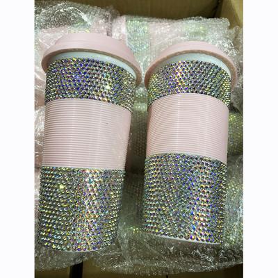 China Bling Diamond Water Bottle Telescopic Rhinestone Automotive Handmade Coffee Mug with Diamond Christmas Coffee Mug for sale