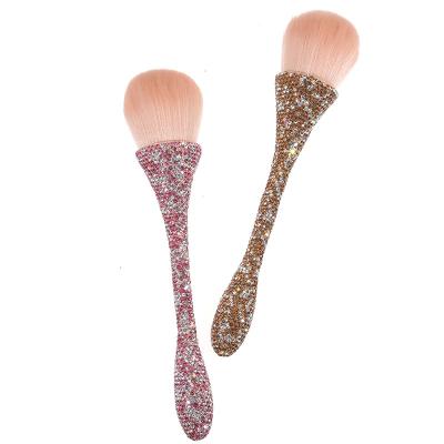 China Angular Blush Customized Tumbler Diamond Colorful Single Foundation Brush Loose Powder Blush Big Shiny Single Handle Makeup Brush for sale