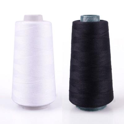 China Abrasion-Resistant Black White Line Industrial Polyester Yarn Durable 3000M Yards Overlocking Sewing Machine Cones for sale