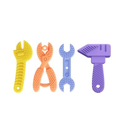 China Soft Toy Baby Silicone Molars Rod Cartoon Hammer Wrench Tooth Glue Set Toys For Children To Prevent Chewing Glue for sale