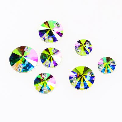 China Pointback ab ways color crystal rivoli around garment flat back loose beads sew on crystal stone for dresses for sale