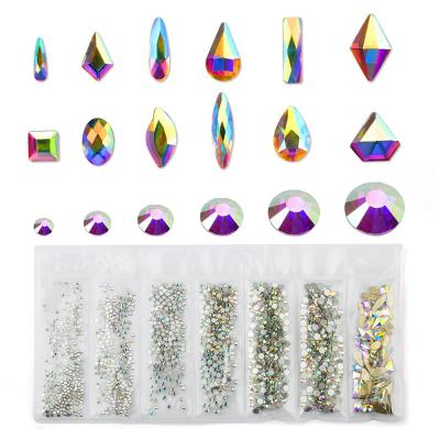 China Flatback Mixed Size Rhinestones For Nails Art Decorations Crystals Rhinestones Glass Mix 3D Diamond Gem Nail Parts Tools Accessories for sale