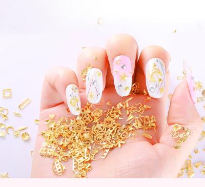 China Widly 12 Grids Metal Rivet Nail Art Decoration Studs Mix Style Stars Gold Silver Rhinestone DIY 3D Jewelry Charms Accessories for sale