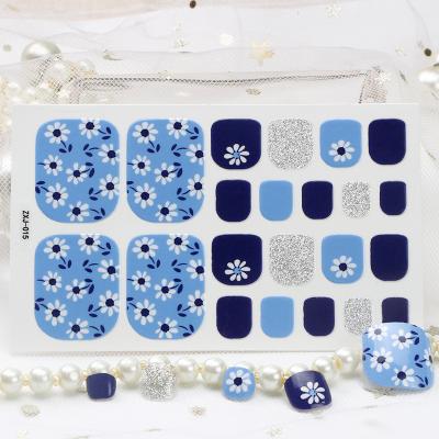 China Widly 22tips/sheet Full Cover Adhesive Sheet Stickers Manicure Decals Toe Nail Stickers Waterproof Fashion Toe Nail Wraps Nail Art for sale