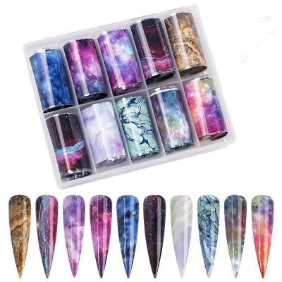 China Beautiful Nail Wraps New Style Korean Nail Art Nail Art Flower Laser Sky Sticker 4cm Starry Nail Foil Sticker 4cm for sale