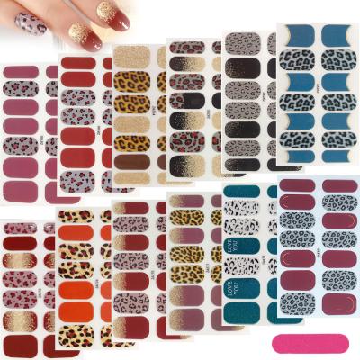 China Girls Nail Beauty Ways Nail Paste Full Salon Products 3D Art Leopard Printing Professional Wholesale Nail Stickers for sale