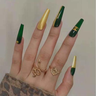 China OEM ODM Coffin French Custom Long Press On Fake Nails Luxury 24 Pcs Long Shape Stiletto Design Fake Nails for sale