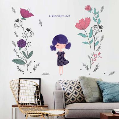 China WALL STICKER SK9266 Fashion Beautiful Flowers DIY Simple Girls Sticker for sale