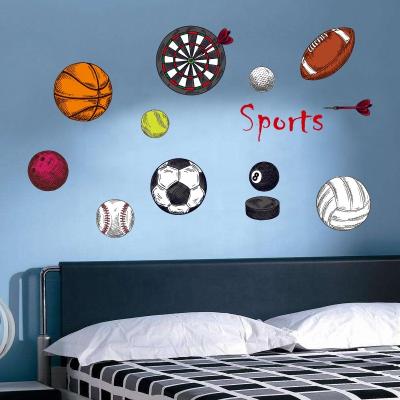 China Removable WALL STICKER SK7095 Basketball Football Rugby Wall Decal DIY Boys Sports Basketball Sticker for sale