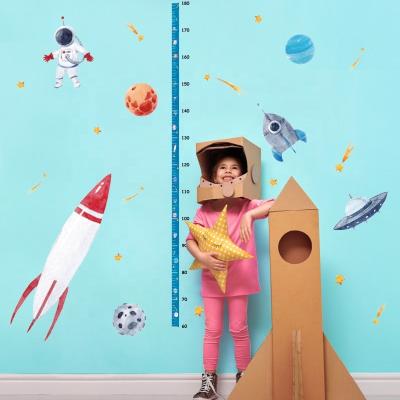 China WALL STICKER SK7198 Kids Removable Wall Decal DIY Self Adhesive Height Growth Scale Space Rocket for sale