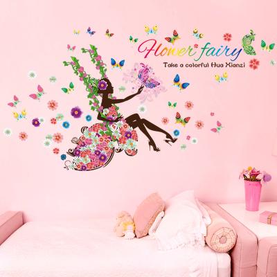 China Other Residue Beautiful Girl SK9004 Don't Swing Butterfly Flower Faerie Reusable Stickers for sale