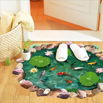 China No Remaining Residue Reality AY9260 Fish Effect Fish Wall Decal 3D Pond PVC Floor Sticker for sale