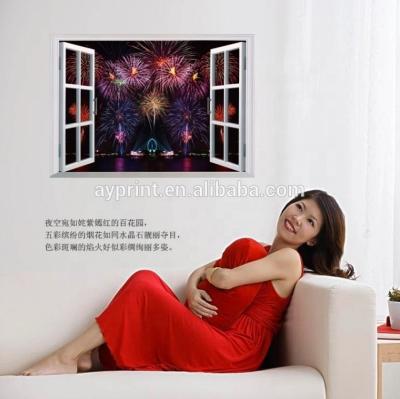 China No Other Residue Night Scene Wall Sticker 3D Window Decal Removable Firework Decor SK7019C for sale