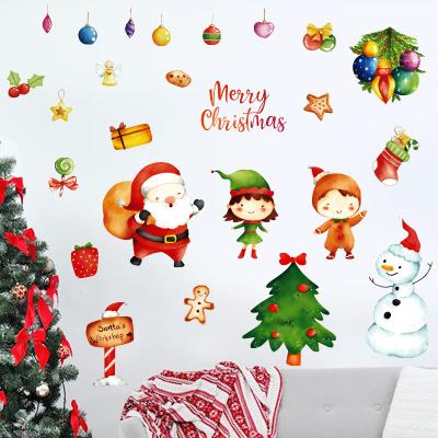 China HT94028 Decorative Christmas Decoration Hanging Wall With Window Glass Doors And Windows Festival Decorative Stickers for sale