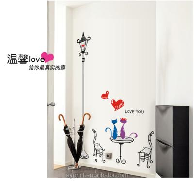 China WALL STICKER AY839 street light couples cat wall sticker adesivo parede wandsticker de parede for sale