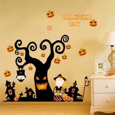 China No Remaining SK9095 Halloween Tree Wall Decal DIY Happy Nursery Wall Sticker Remaining Halloween for sale