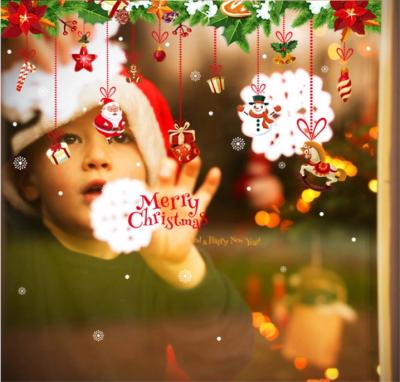 China Cute WALL STICKER HM92017ds Merry Christmas Happy Christmas Gift Sticker Glass Wall Decal for sale