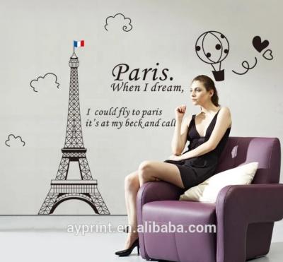 China WALL STICKER AY9132A Black DIY Home Wall Stickers DIY Paris Eiffel Tower Decorative Decal for sale