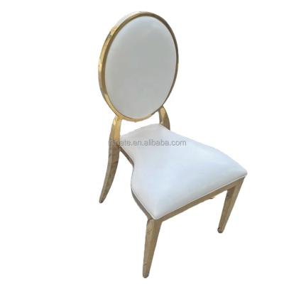 China Be stackable /durable /strong ect thickened back can be stainless steel round back PU cushion wedding event stacked chair for sale