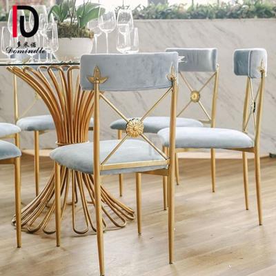 China New Modern Design Rose Cushion Gold Stainless Steel Frame Wedding Chair For Events for sale