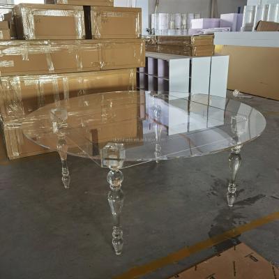 China New Design Eco-friendly Event Party Crystal Acrylic Dining Modern Round Clear Wedding Table for sale