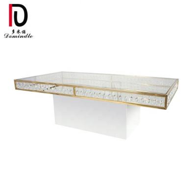 China Dining Table Convertible Mirror Crystal Rectangle Stainless Steel Glass Wedding for sale