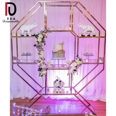 China Miami Glass Modern Chic Modern Stainless Steel Frame Top Gold Barbacks For Wedding for sale