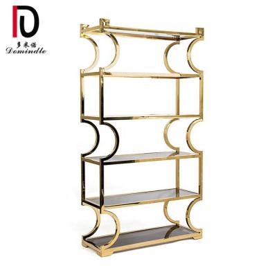 China Modern Gold Frame Wedding Stainless Steel Morden Gold Wine Glass Top Shelf for sale