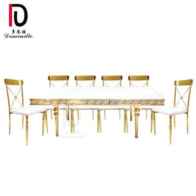 China New Modern Rectangular Reception Gold Frame MDF Wedding Table Wedding for sale