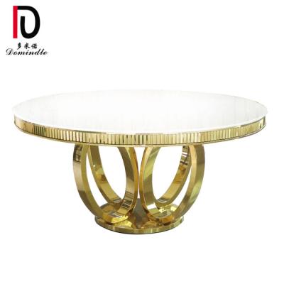 China Modern Design High End Hired MDF Round Stainless Steel Hotel Dining Table for sale