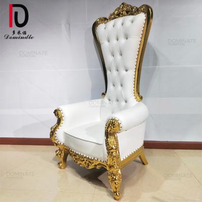 China Cheapest King Solid Wood Gold Throne Chairs, High Back King And Queen High Back Luxury Wedding Chair For Groom And Bride for sale