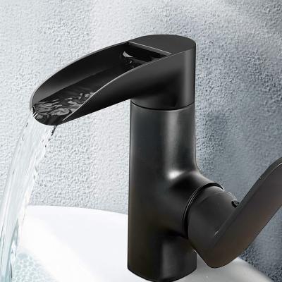 China Faucets Basin Faucet Waterfall Temperature Metered Colors Changes Bathroom Mixer Tap Handle Hole Sink Water Deck Mounted Cold-Hot Mixer Taps for sale