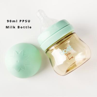 China BPA Free PPSU Baby Bottle 90ml Food Grade Supplies BPA Free Silicone Nipple Strawberry Design PPSU Baby Milk Bottle for sale