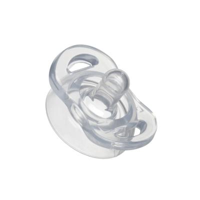 China Hot Selling Silica Gel Eco Silicone Baby Silicone Teether Soother Transparent Dummy Baby Feeding Pacifier for sale