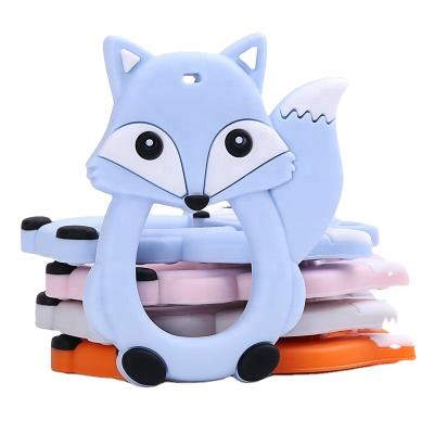 China Soft Toy Fox Model Teething Toys Wood Baby Teether For Babies Food Grade Silicone Toy Animal Shape Soft Zanwu-14 0 To 24 Months for sale