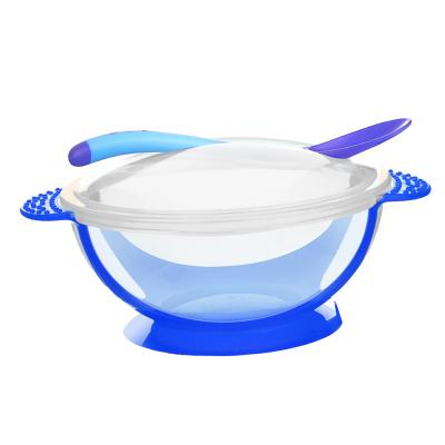 China BPA Free Anti-hot Baby Learn To Eat Portable Food Bowl Aimed Baby Tableware Set Baby Suction Feeding Bowl for sale