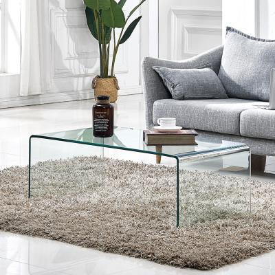 China Hot selling tempered glass full center table modern simple transparent tempered glass coffee table for living room for sale