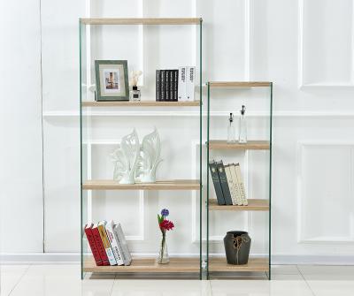 China Tempered Glass Office Hotel Wall High Wall Bent Glass Shelf With Storage For Decoration for sale