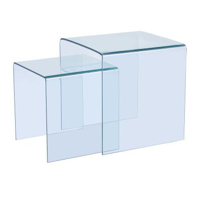 China Glass SIDE Nesting U-shape Manufacturer Modern Design TABLE Side End Tables Sets For Living Room Furniture for sale