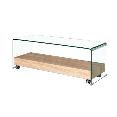 China Tempered Glass Rectangle Walmart Coffee Table TV Stand Set Modern Cabinet Wood Stand Wall Display TV Unit for sale