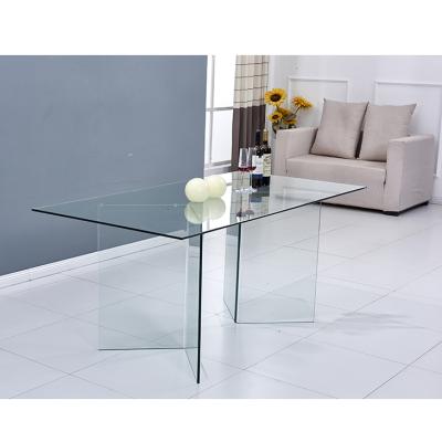 China High Quality Space Saving Tempered Glass Dining Table Glass Modern Italian Luxury Large Furniture Cheap Large Modern Dining Table for sale