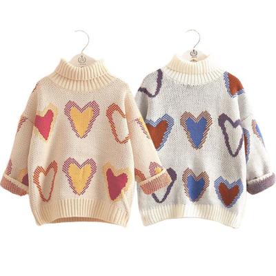 China New Product Anti-Wrinkle Turtle Sweaters Quick-dry Sweater Girl's Breathable Cute Pattern Heart Neck Anti-Shrink Sweater for sale