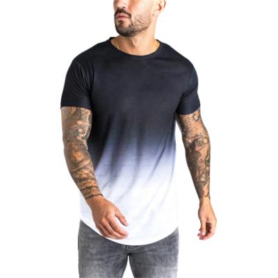 China New Design Breathable Custom Streetwear Curved Edge Tee Dip Dye Plus Size Mens T-Shirts for sale