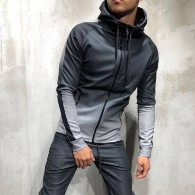 China QUICK DRY Cardigan Hip Hop Zipper Gradient Fashion Casual Sports Mens Sweater Casual Hoodies With Your Own Logo for sale